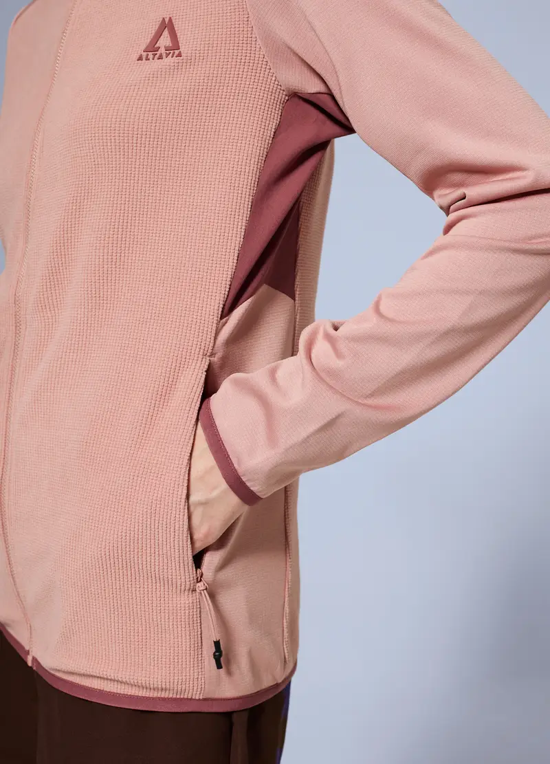 Pile Waffle Full Zip Con Cappuccio Altavia With Deborah Compagnoni, Donna, Rosa miniatura 3