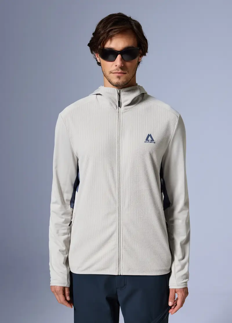 Pile Waffle Full Zip Con Cappuccio Altavia With Deborah Compagnoni, Unisex, Bianco miniatura 2