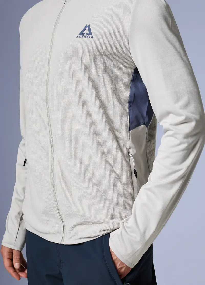 Pile Waffle Full Zip Con Cappuccio Altavia With Deborah Compagnoni, Unisex, Bianco miniatura 3