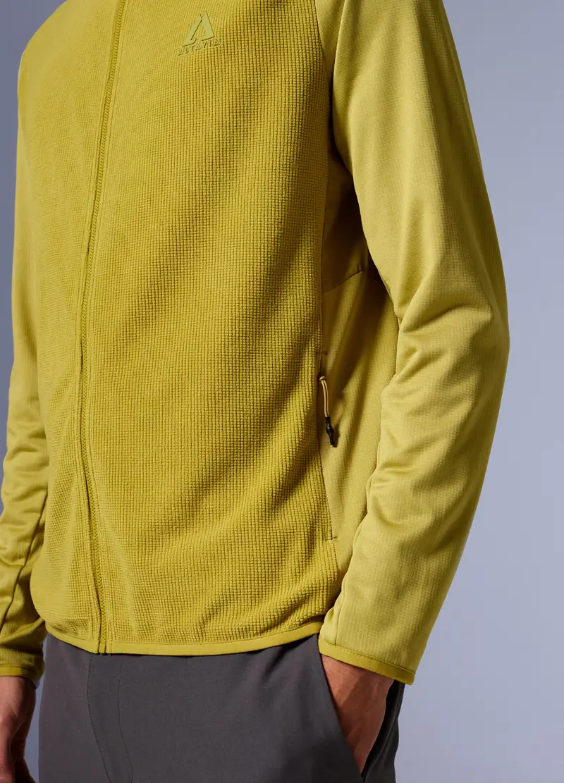 Pile Waffle Full Zip Con Cappuccio Altavia With Deborah Compagnoni, Unisex, Giallo miniatura 3