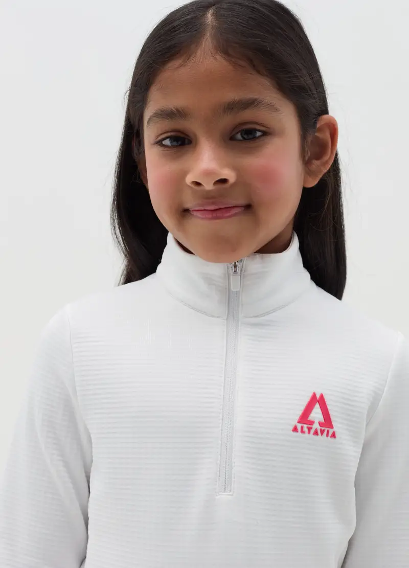 Pile Waffle Half Zip Altavia With Deborah Compagnoni, Bambina, Bianco miniatura 3
