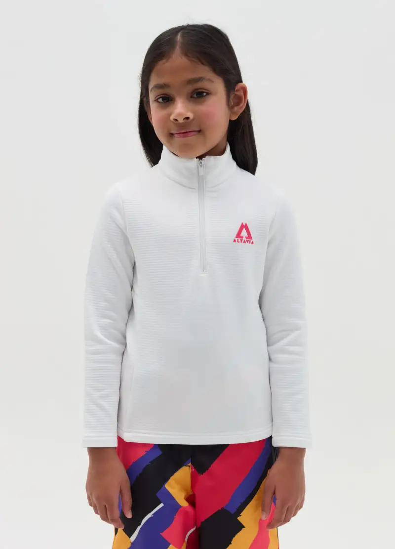 Pile Waffle Half Zip Altavia With Deborah Compagnoni, Bambina, Bianco