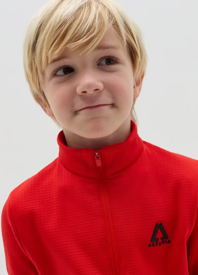 Pile Waffle Half Zip Altavia With Deborah Compagnoni, Bambino, Rosso miniatura 3