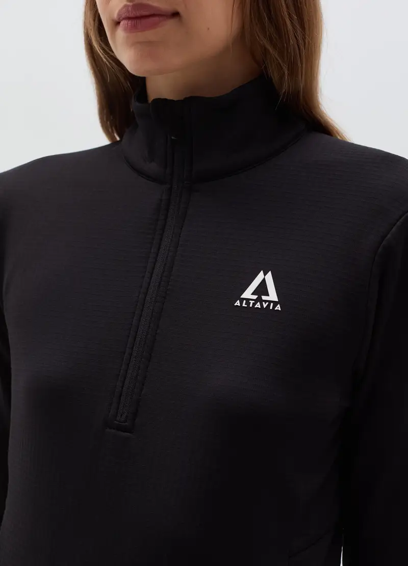 Pile Waffle Half Zip Altavia With Deborah Compagnoni, Donna, Nero miniatura 3