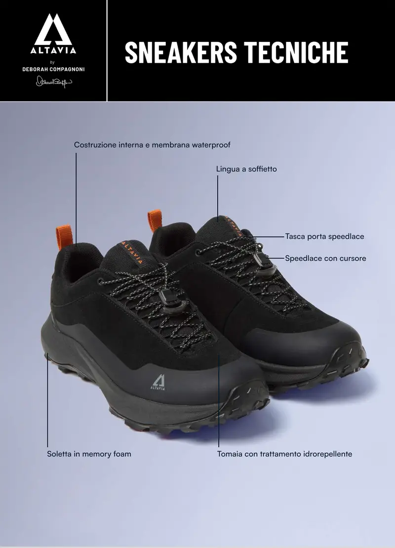 Sneakers Tecniche Altavia With Deborah Compagnoni, Uomo, Nero miniatura 2