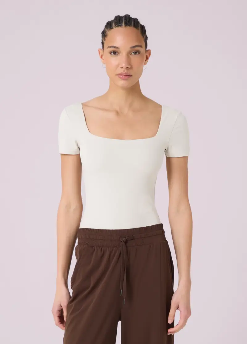 Body A Maniche Corte Con Scollo Squadrato Altavia Studio, Donna, Bianco