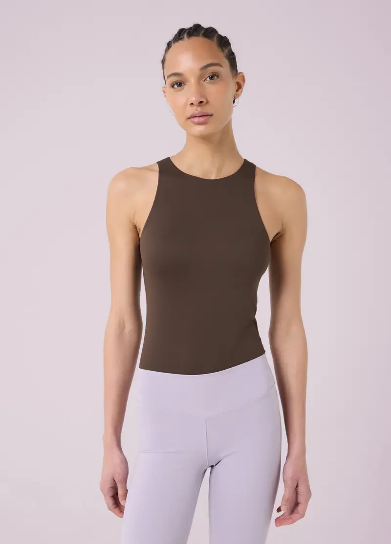 Bodysuit Smanicato In Tessuto Elasticizzato Altavia Studio, Donna, Marrone miniatura 2