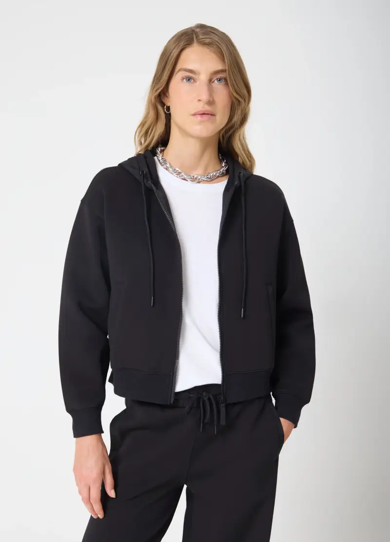 Full-zip Crop Con Cappuccio Altavia Studio, Donna, Nero miniatura 2