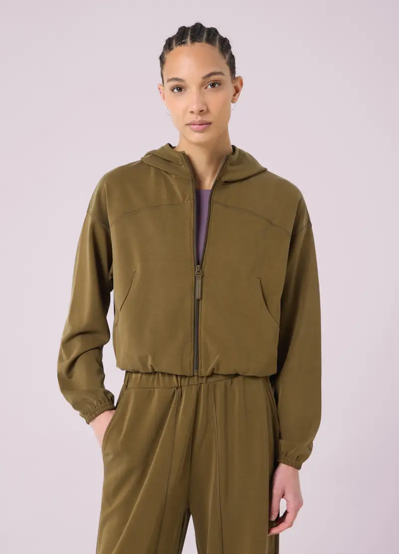 Full-zip Crop Con Cappuccio Altavia Studio, Donna, Verde