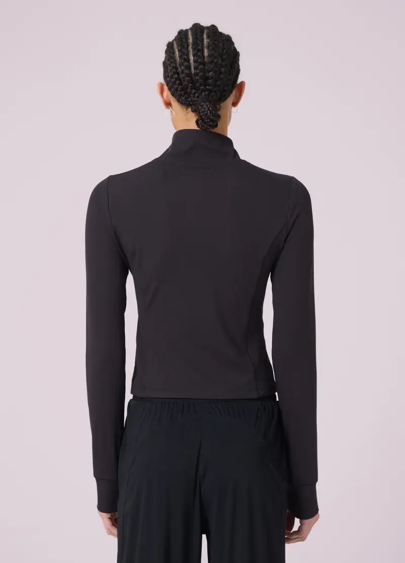 Full-zip Sportiva In Tessuto Elasticizzato A Costine Altavia Studio, Donna, Nero miniatura 3