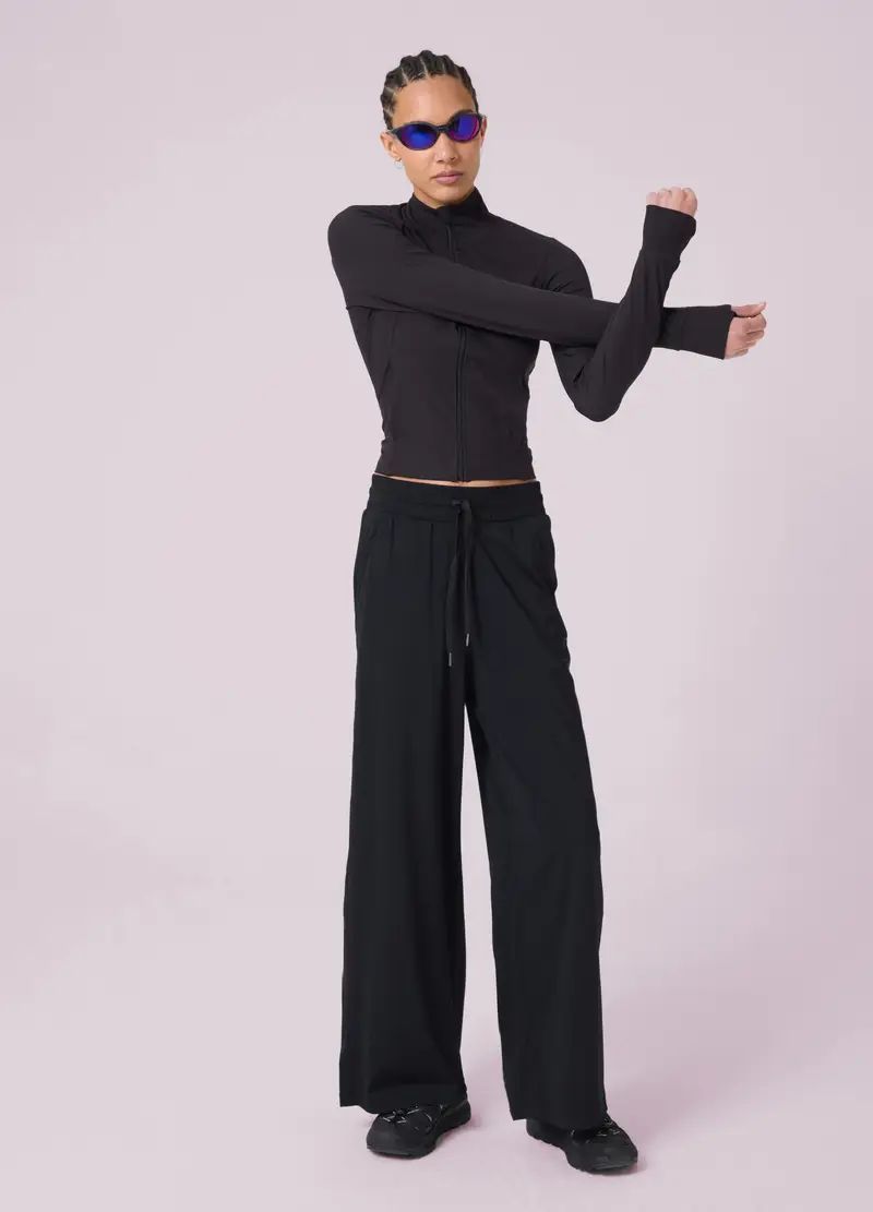 Full-zip Sportiva In Tessuto Elasticizzato A Costine Altavia Studio, Donna, Nero