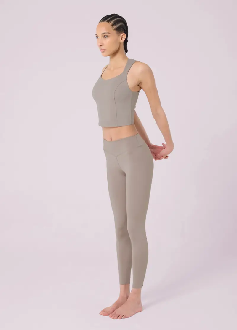 Leggings A Vita Alta In Tessuto Tecnico Elasticizzato Altavia Studio, Donna, Beige