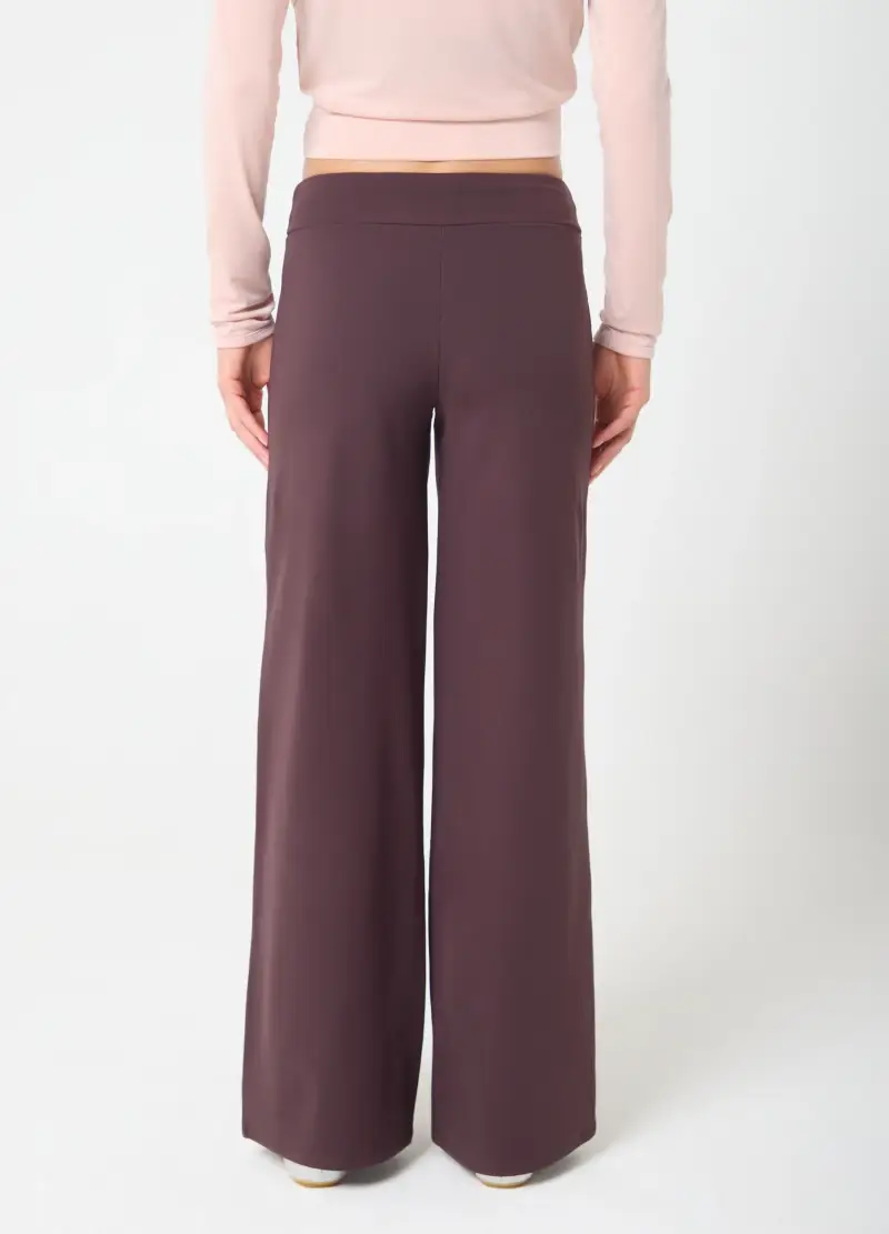 Pantaloni Wide Leg Extra Caldi Con Vita Media E Tasche Con Zip Altavia Studio, Donna, Marrone miniatura 3