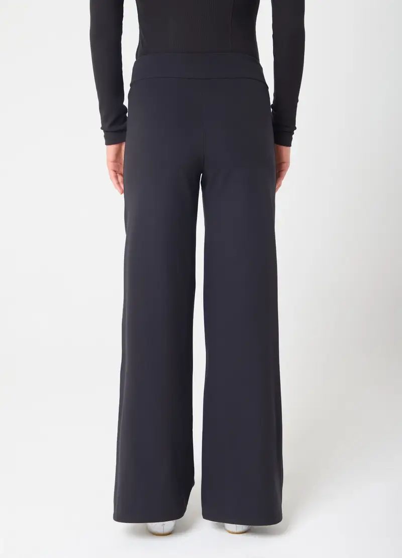 Pantaloni Wide Leg Extra Caldi Con Vita Media E Tasche Con Zip Altavia Studio, Donna, Nero miniatura 3