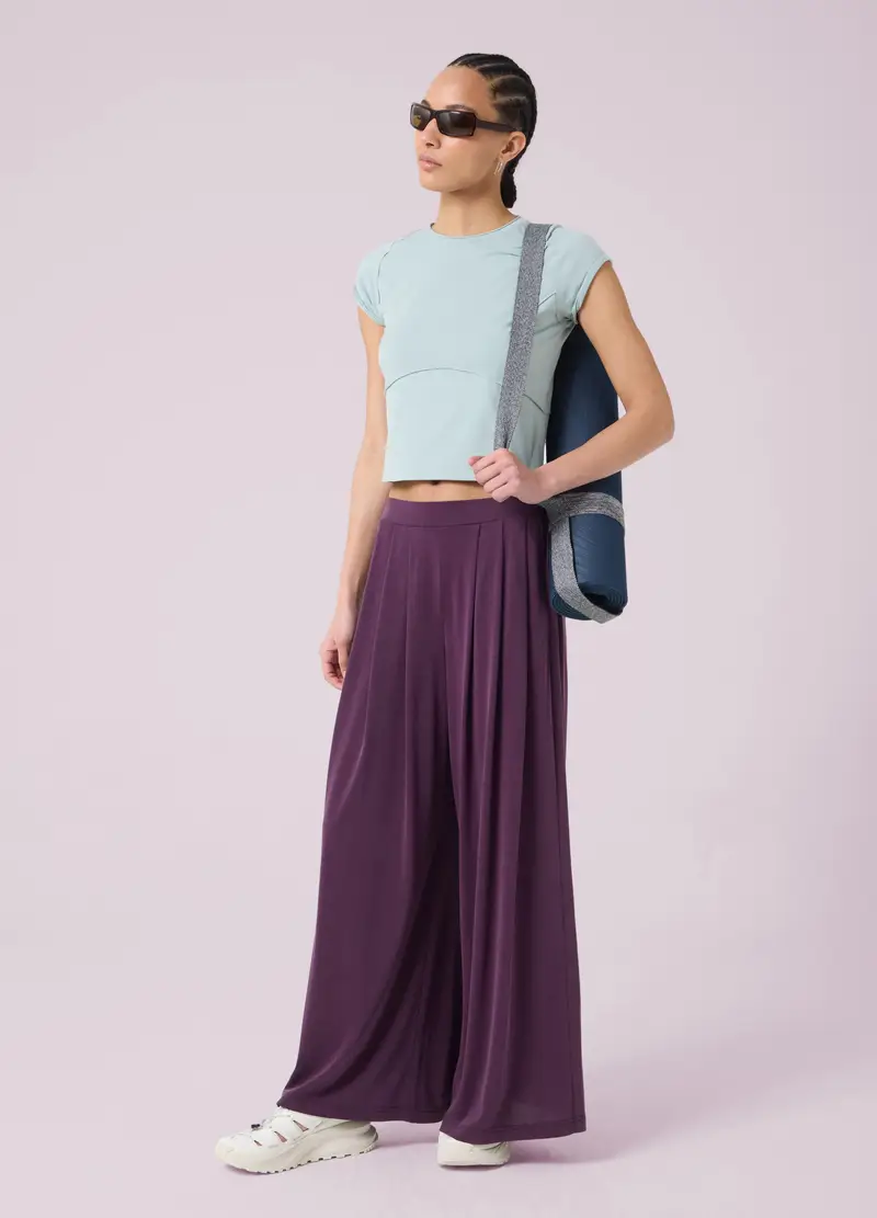 T-shirt Cropped Con Cuciture A Vista Altavia Studio, Donna, Azzurro miniatura 2