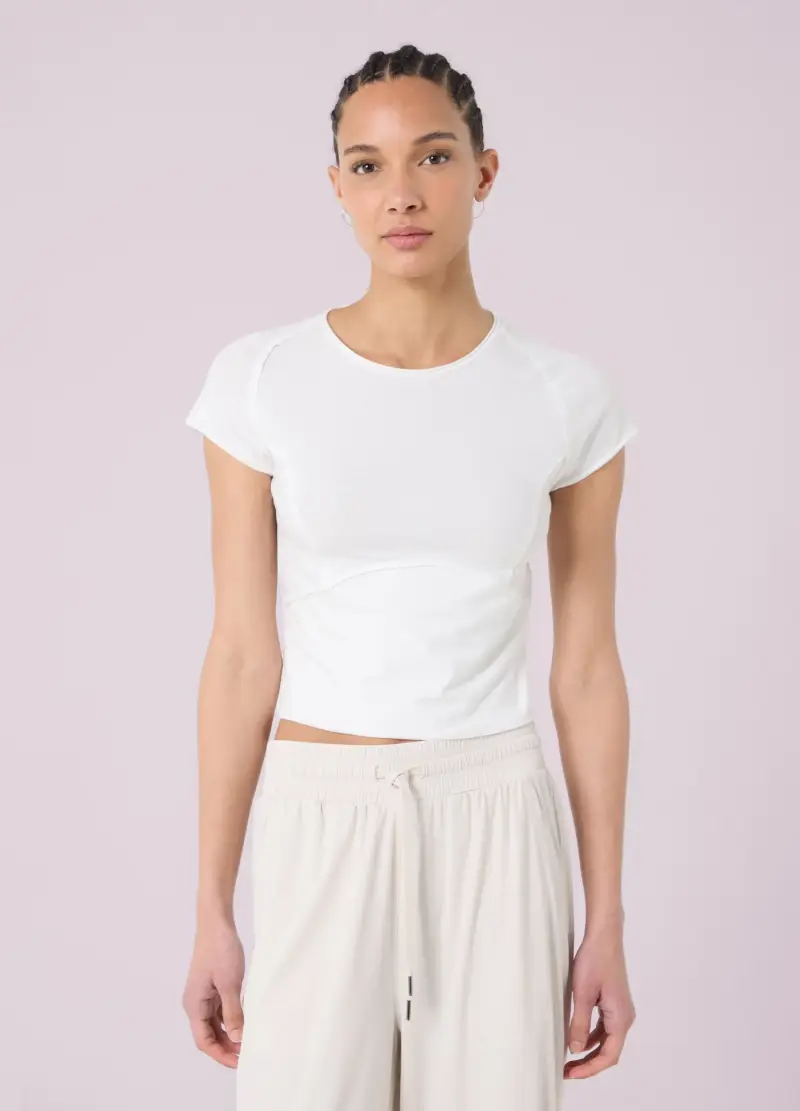T-shirt Cropped Con Cuciture A Vista Altavia Studio, Donna, Bianco