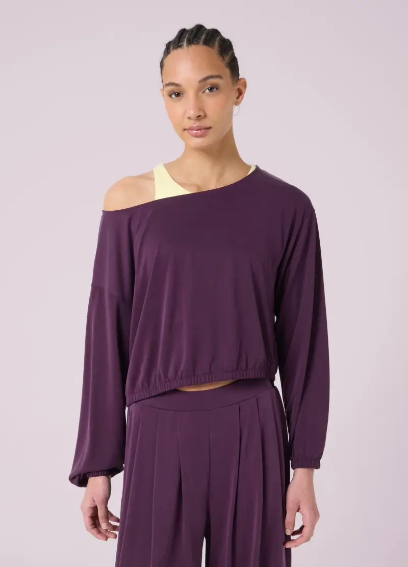 T-shirt Fluida Crop Altavia Studio, Donna, Viola