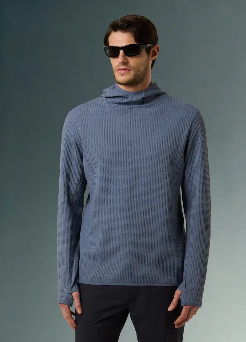 T-shirt A Manica Lunga Con Cappuccio Altavia With Deborah Compagnoni, Uomo, Blu miniatura 3