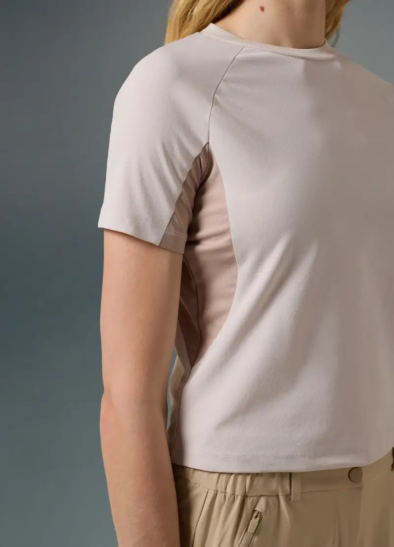 T-shirt Tecnica Con Inserti In Mesh Altavia With Deborah Compagnoni, Donna, Beige miniatura 3