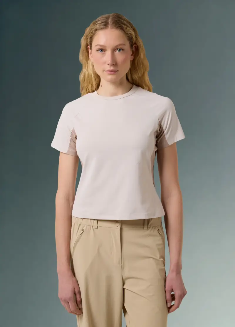 T-shirt Tecnica Con Inserti In Mesh Altavia With Deborah Compagnoni, Donna, Beige