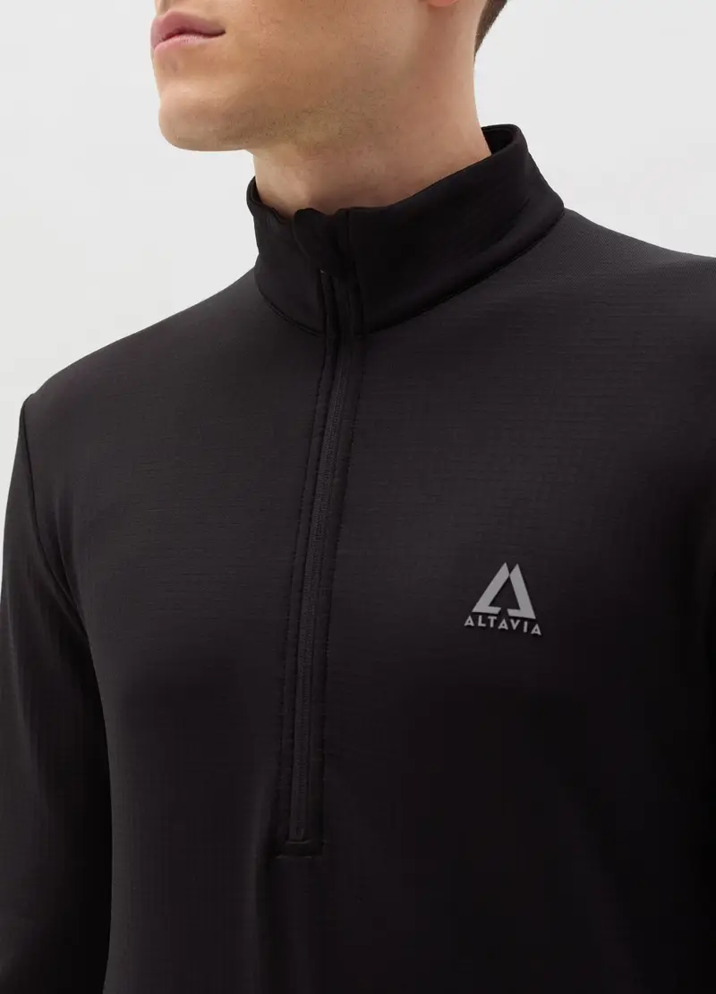 Waffle Pile Half-zip Altavia With Deborah Compagnoni, Uomo, Nero miniatura 2