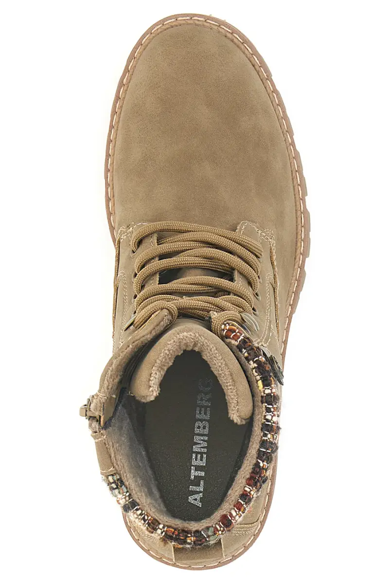 Anfibi taupe con dettaglio tweed e suola carrarmato Altemberg 4 [TAUPE] miniatura 3