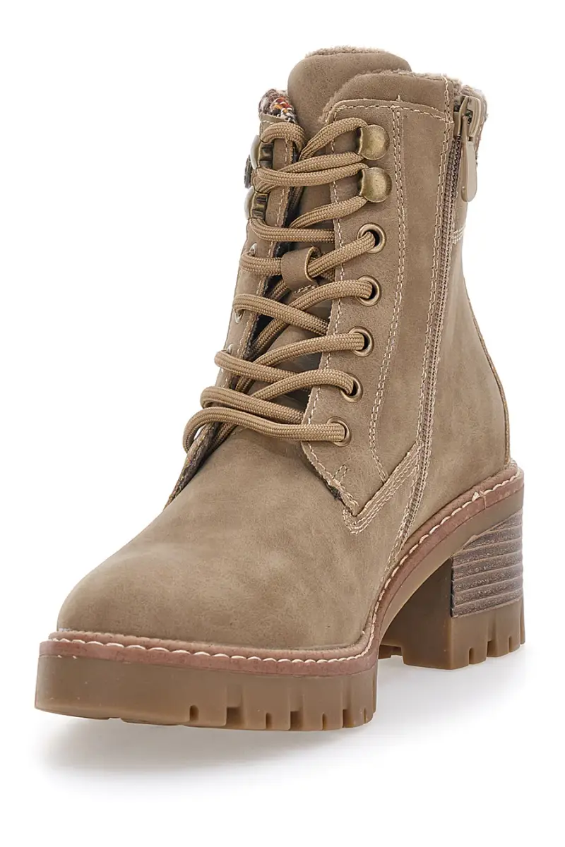 Anfibi taupe con dettaglio tweed e suola carrarmato Altemberg 4 [TAUPE] miniatura 4