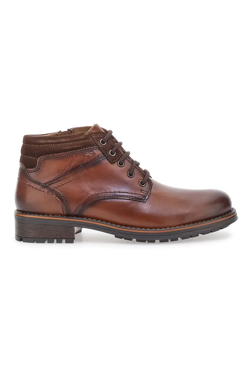 Scarpa Stringata Alta In Vera Pelle Marrone Altemberg 2412 [COGNAC]