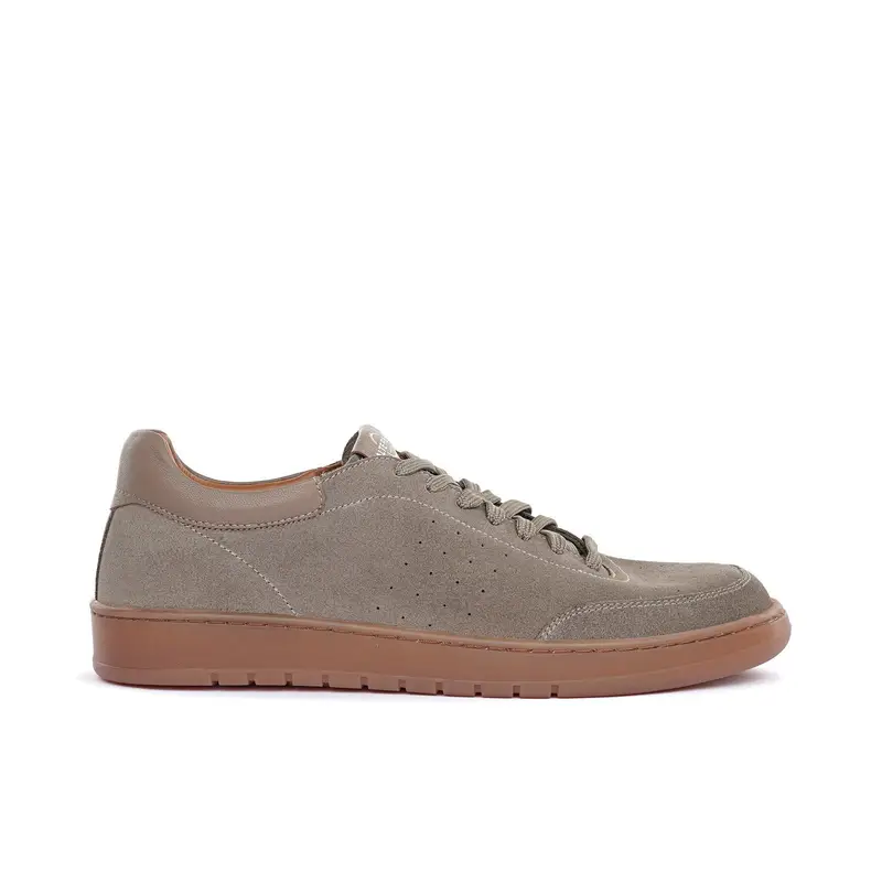 Sneakers da uomo beige in suede con lacci
