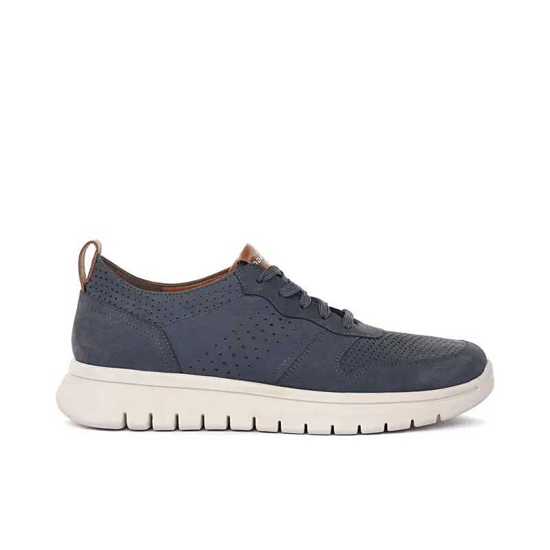 Sneakers da uomo blu traforate in pelle