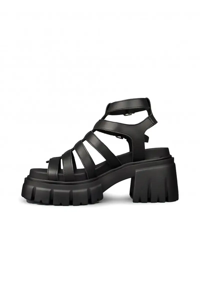 sandali in pelle donna Nero miniatura 3