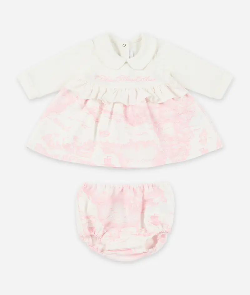 Abitino in felpina Latte e Geo Pink