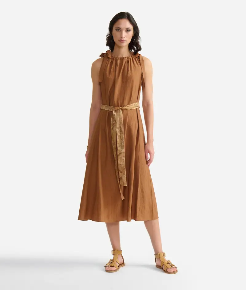 Abito con fiocchi in popeline di viscosa effetto corteccia Terra