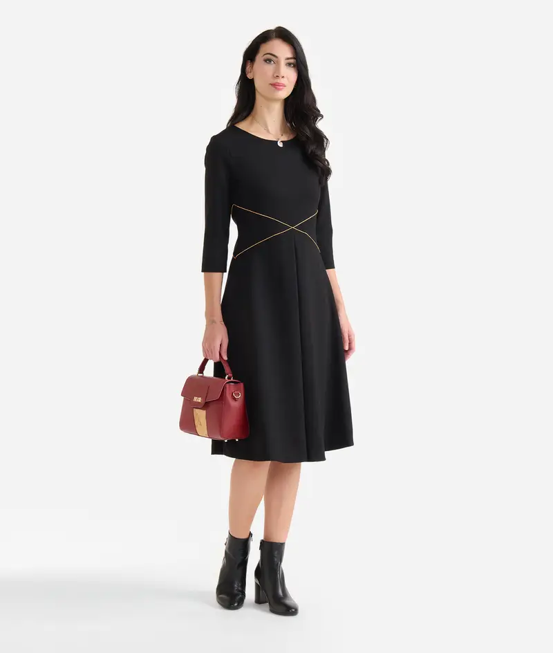 Abito con incrocio in jersey punto Milano Nero