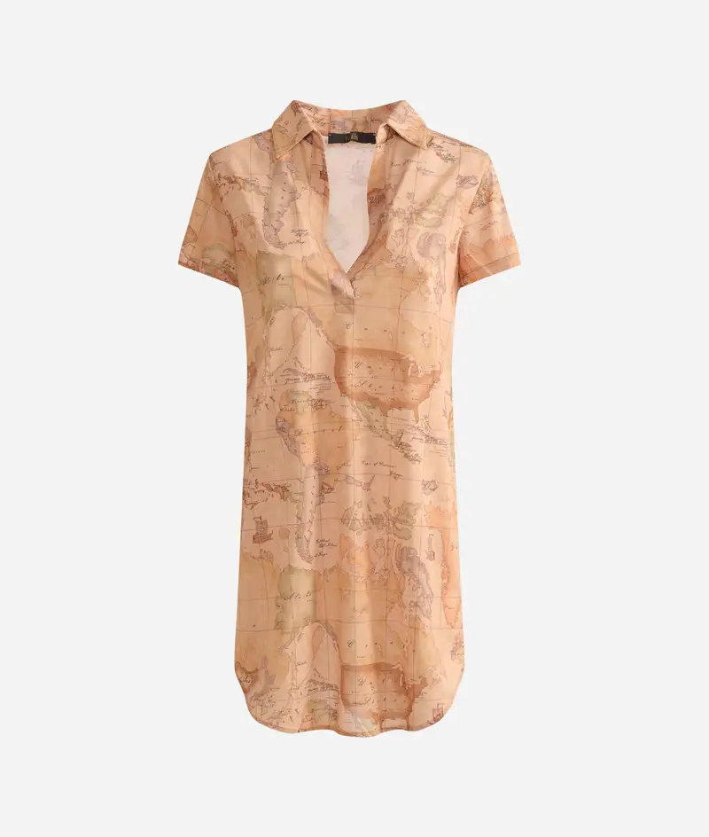 Abito corto in crêpe con colletto Geo Classic