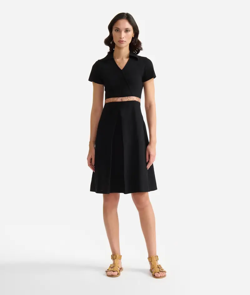 Abito in jersey di cotone piquet Nero