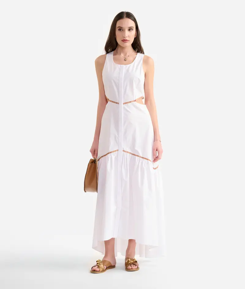 Abito lungo in popeline di cotone croccante Bianco