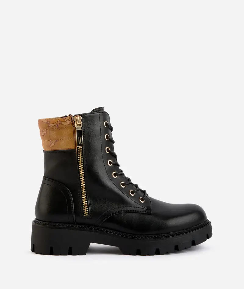 Anfibi in eco nappa con zip 1C Neri