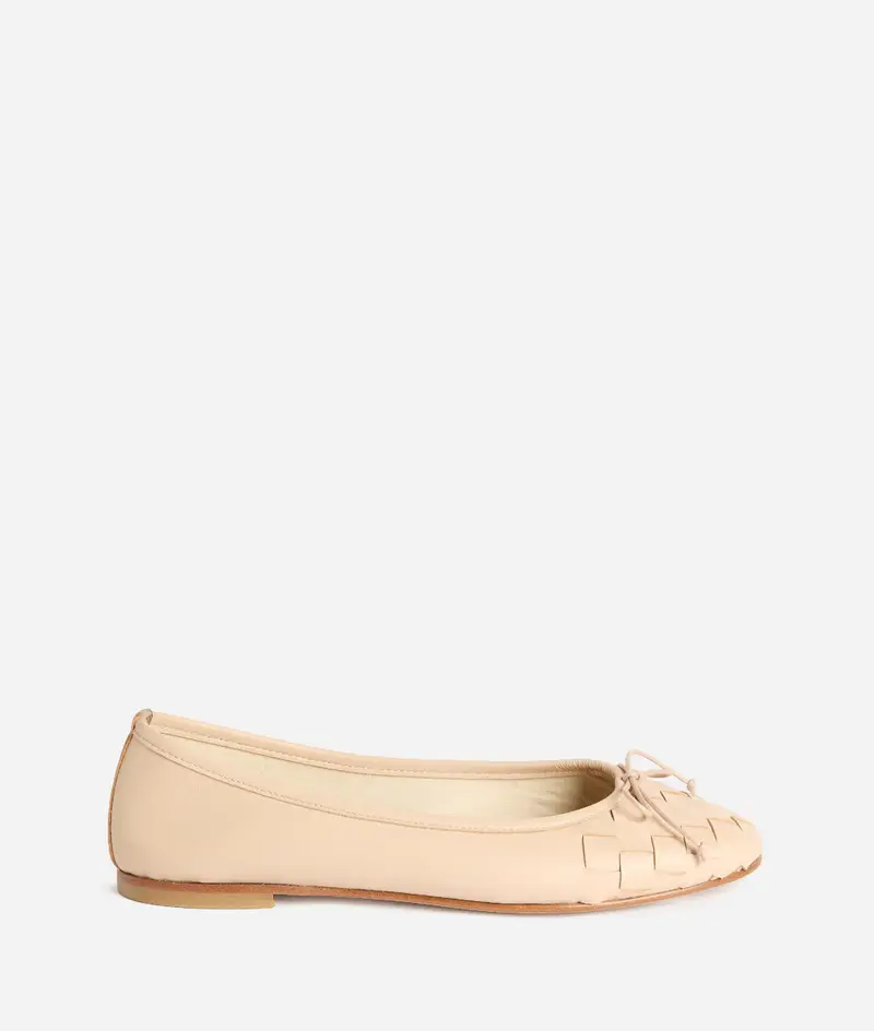 Ballerine in nappa con punta intrecciata Nude