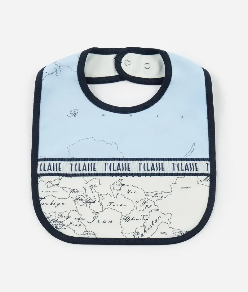 Bavaglino in jersey Geo Filetto Azzurro e Latte