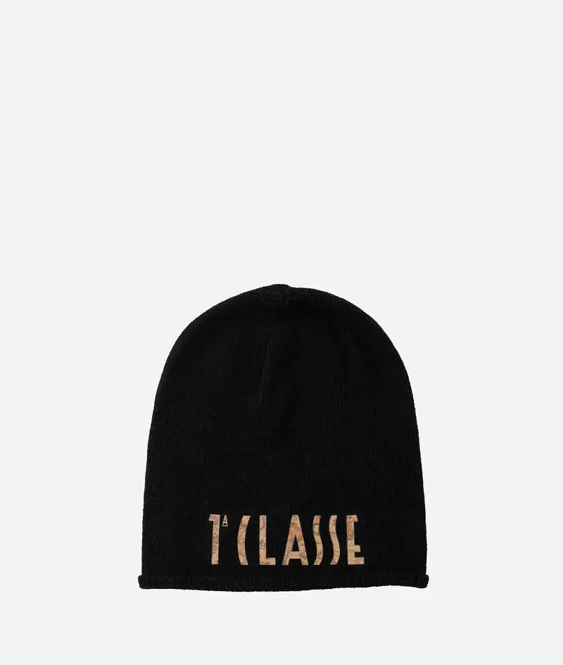 Berretto con logo in misto cashmere Nero