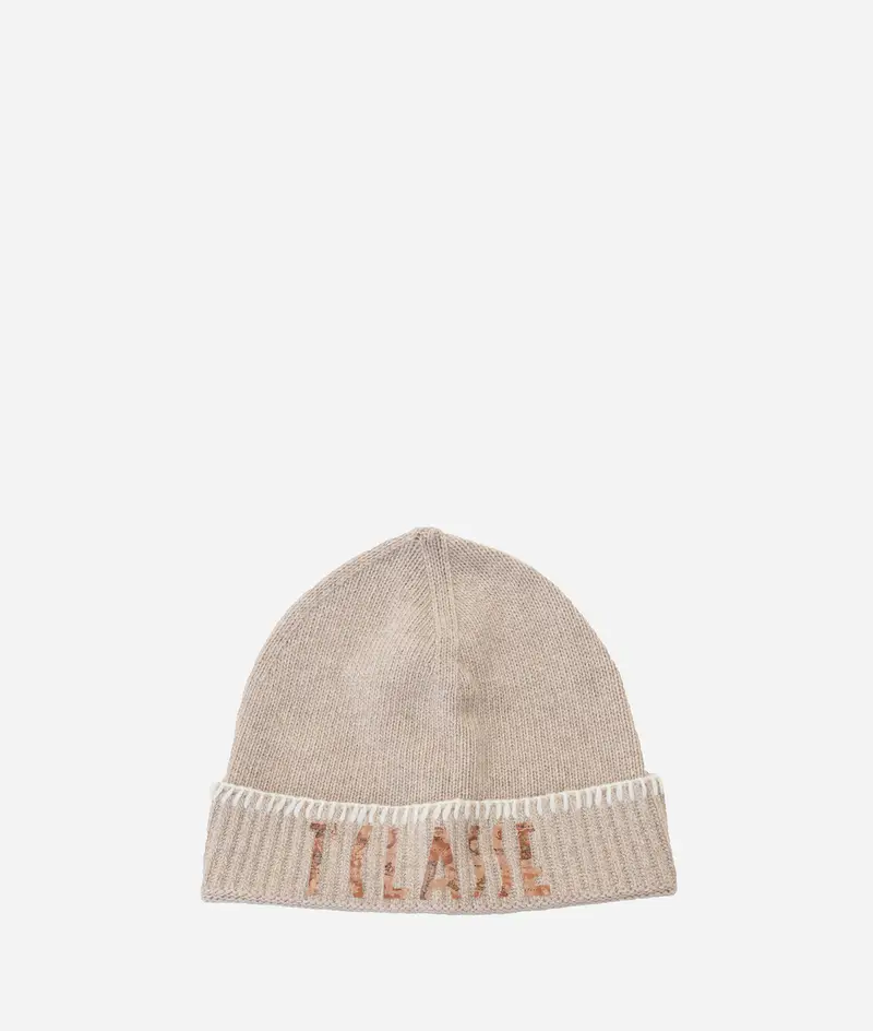 Berretto punto cavallo in misto cashmere Beige Deserto