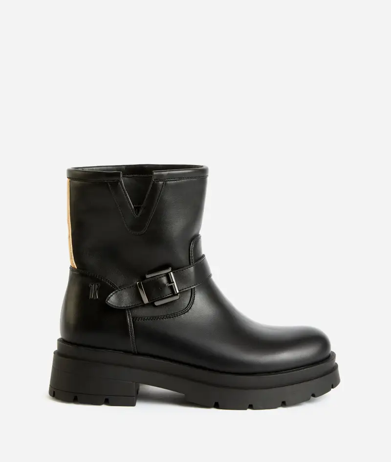 Biker in eco nappa con fibbia Neri