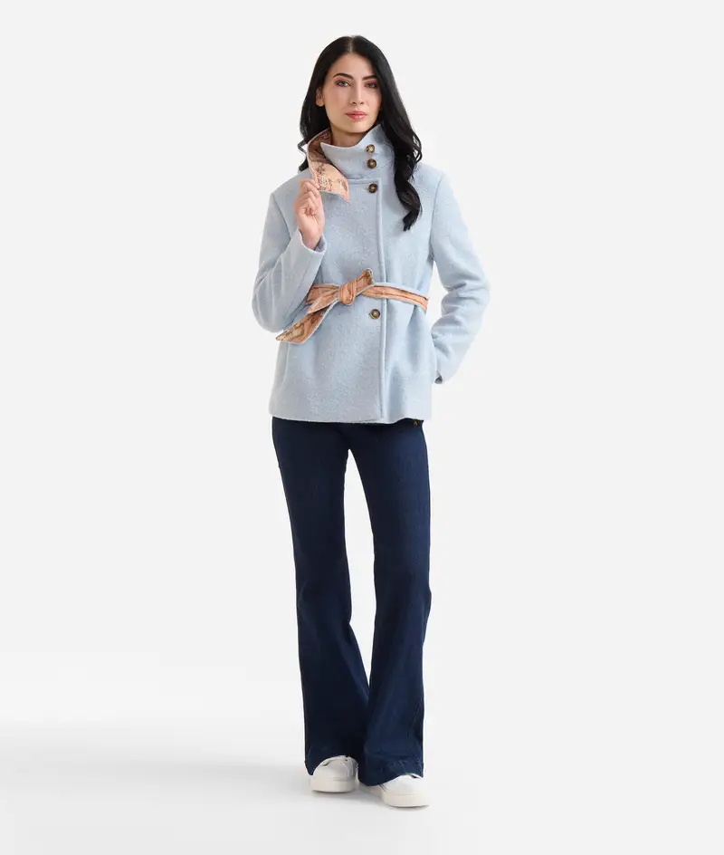 Blouson a collo alto in panno bouclé Avio