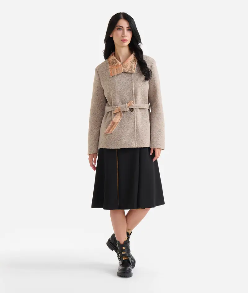 Blouson a collo alto in panno bouclé Naturale