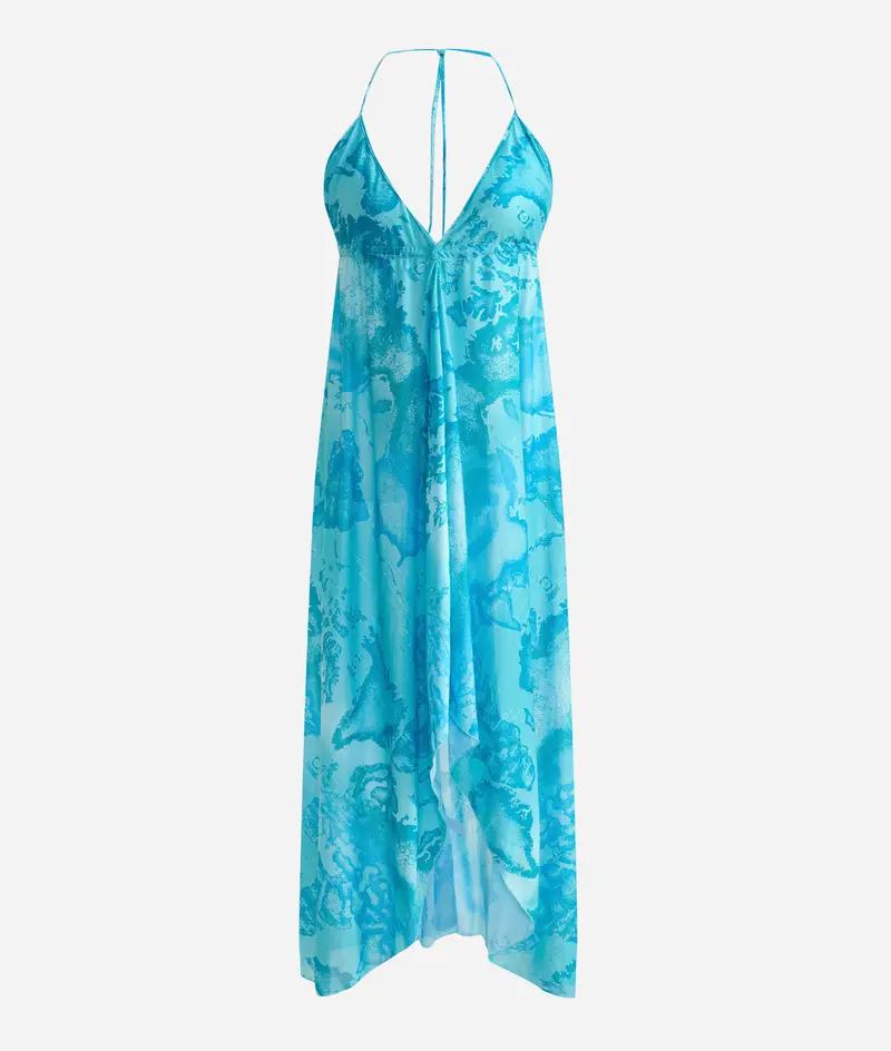 Blue Atollo abito lungo con spalline sottili Blu Oceano