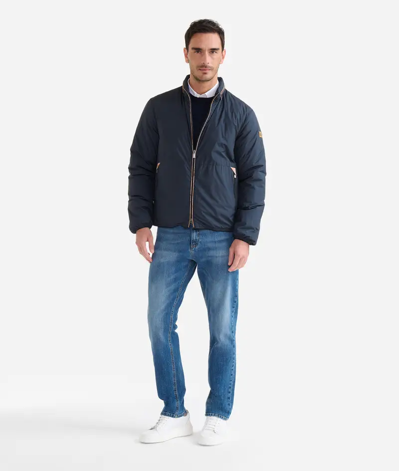 Bomber in nylon imbottito opaco Blu Navy