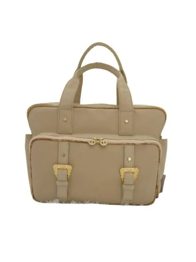 Alviero Martini borsa beige neonato in pelle logo in metallo