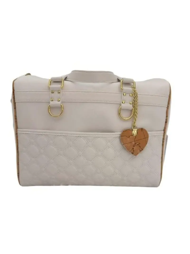 Alviero Martini borsa bianca neonato in pelle mini logo