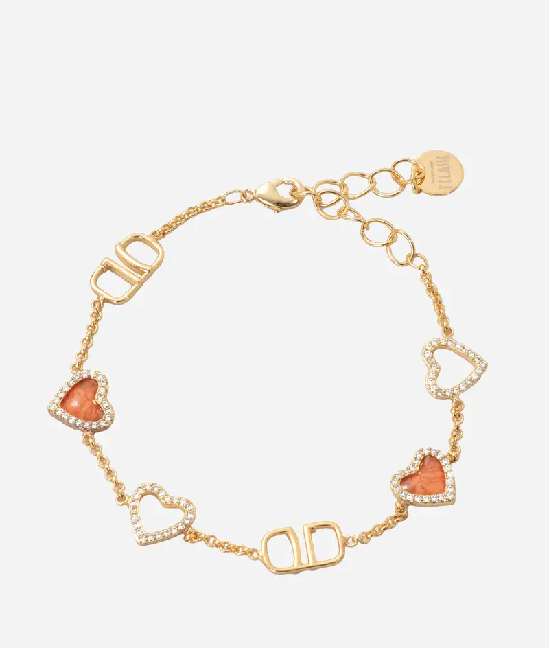 Braccialetto con cuori e logo 1C Oro